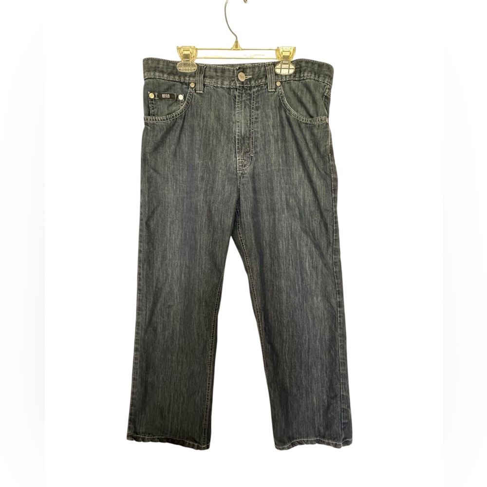 HUGO BOSS Silk Denim Blue Jeans Alabama High Rise Baggy Lightweight 33x25 CROP